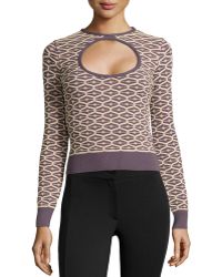 M Missoni Cutout Long-Sleeve Top - Lyst