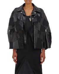 Junya Watanabe Patchwork Mixed-Fabric Biker Cape - Lyst