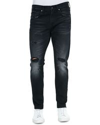 7 For All Mankind Paxtyn Destroyed Denim Jeans - Lyst