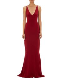 Narciso Rodriguez Flounce-Hem V-Neck Gown - Lyst