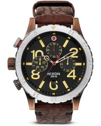 Nixon The 48-20 Chrono Leather Strap Watch, 48Mm - Lyst