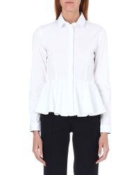 Burberry Peplum-Waist Stretch-Cotton Shirt - Lyst