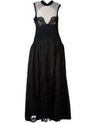 Alessandra Rich Lace Inserts Flared Long Dress - Lyst