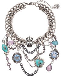 Betsey Johnson Lady Lock Multi Chain Frontal Necklace - Lyst