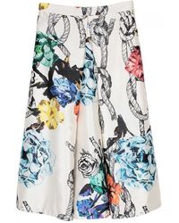Tibi Tattoo Printed Silk Full Skirt - Lyst