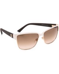 Gucci Thin Rim Sunglasses - Gold Black/Grey Ivory - Lyst