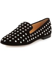 Giuseppe Zanotti Studded Suede Slip-On Loafer - Lyst