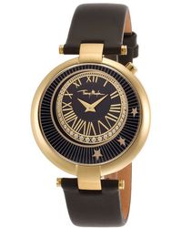 Thierry Mugler Women'S Black Genuine Leather Black Dial - Lyst