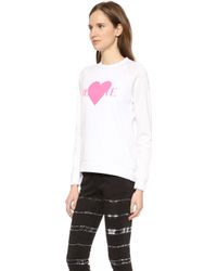 Rodarte Rohearte Sweatshirt With Pink Heart - White/Hot Pink - Lyst