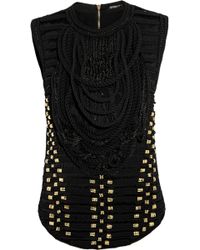 Balmain Embellished Satin Top - Lyst