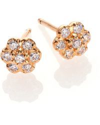 ginette ny earrings lotus diamond mini lyst 18k stud rose gold