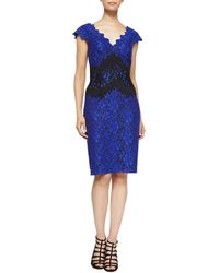 Tadashi Shoji Cap-Sleeve Lace Overlay Cocktail Dress - Lyst