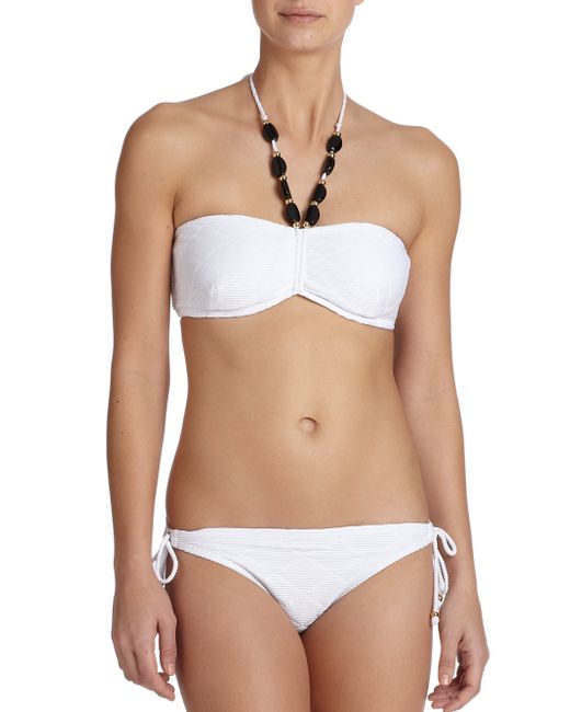 Shoshanna Diamond Bandeau Bikini Top In White Lyst