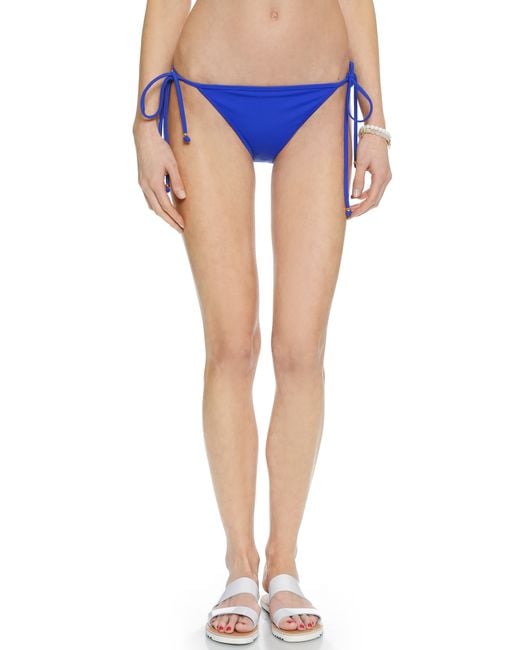 Milly Blue Italian Solid Biarritz String Bikini Bottoms Cobalt Lyst