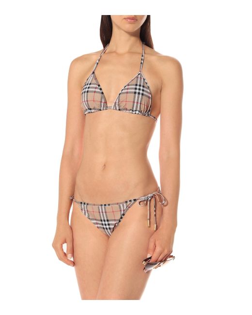 Burberry Vintage Check Triangle Bikini In Beige Natural Lyst