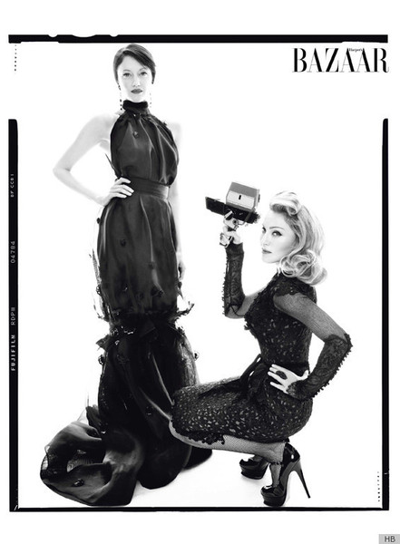 Madonna & Andrea Riseborough Cover Harper's Bazaar December 