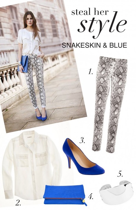 Steal Her Style: Snakeskin & Colbalt Blue