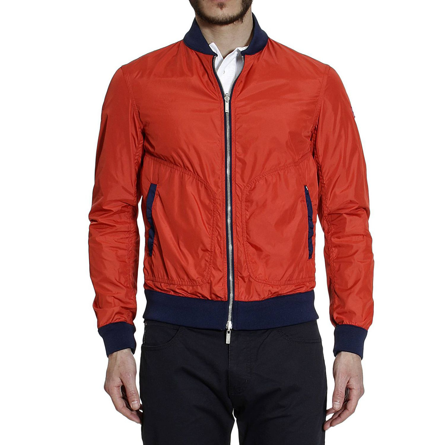 Armani Jeans Down Jacket Bomber Double in Red for Men Lyst