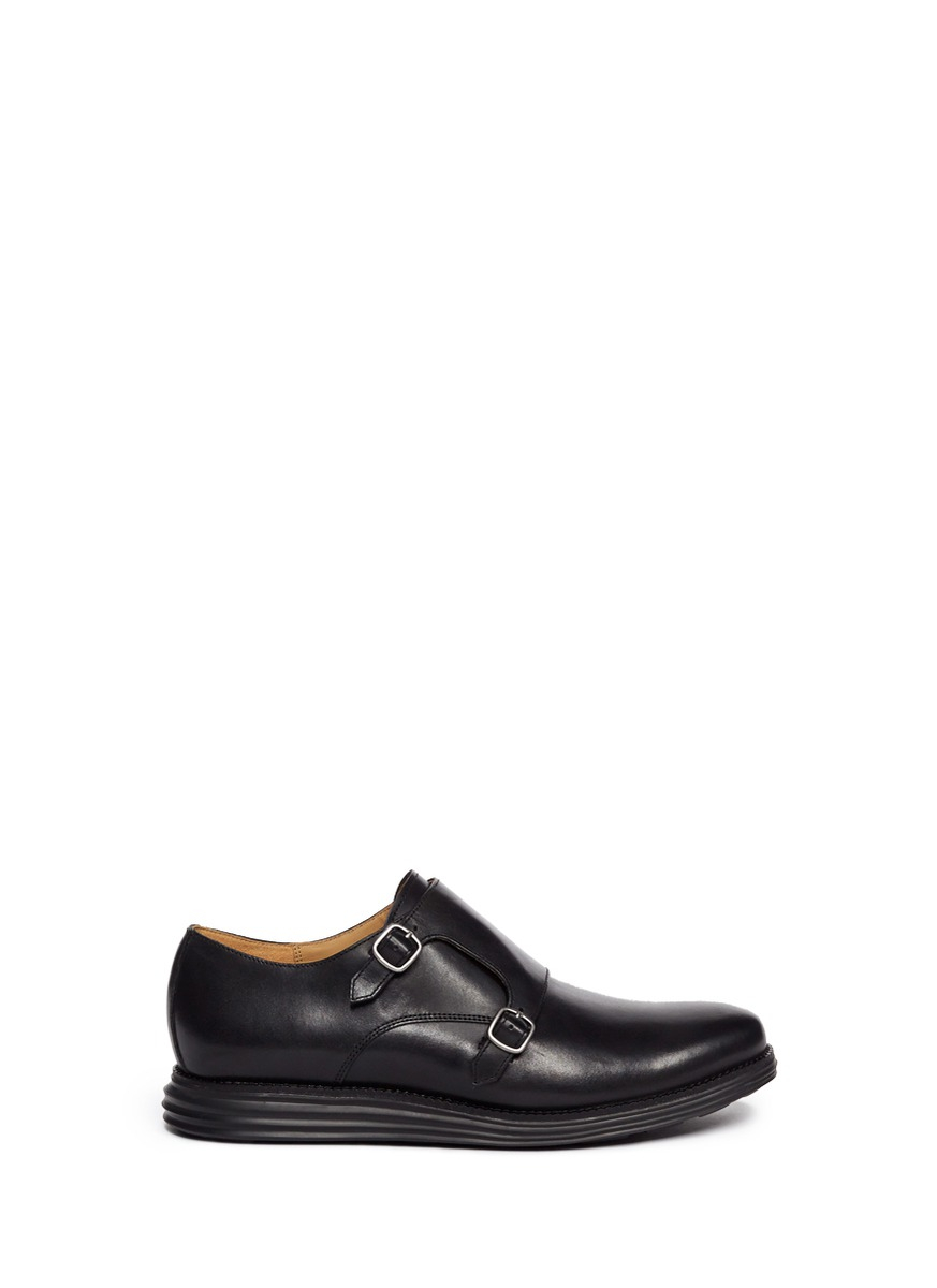cole haan double monk black