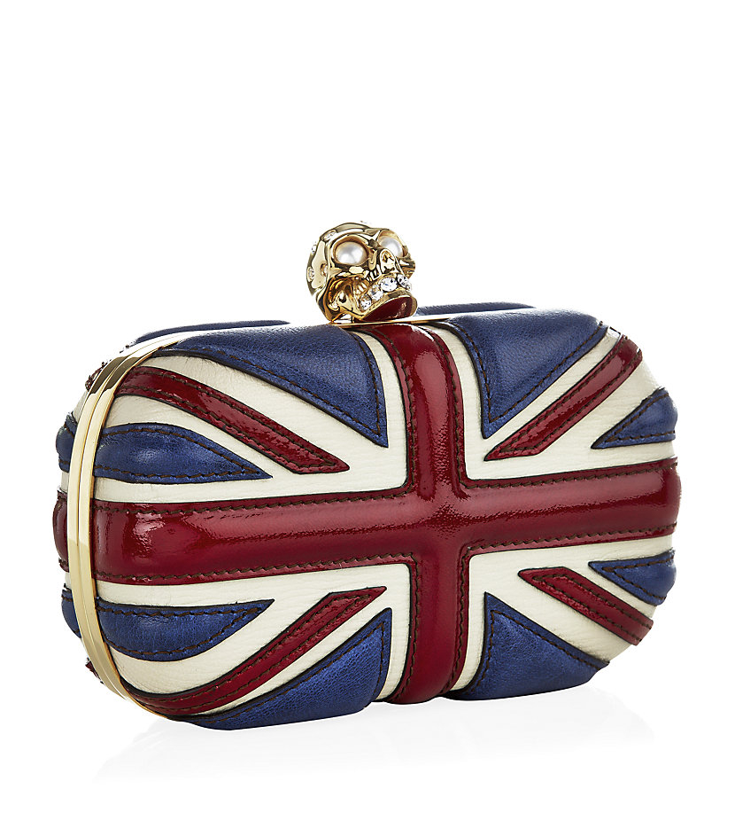 Alexander Mcqueen Union Jack Skull Clutch in Blue (gold) Lyst