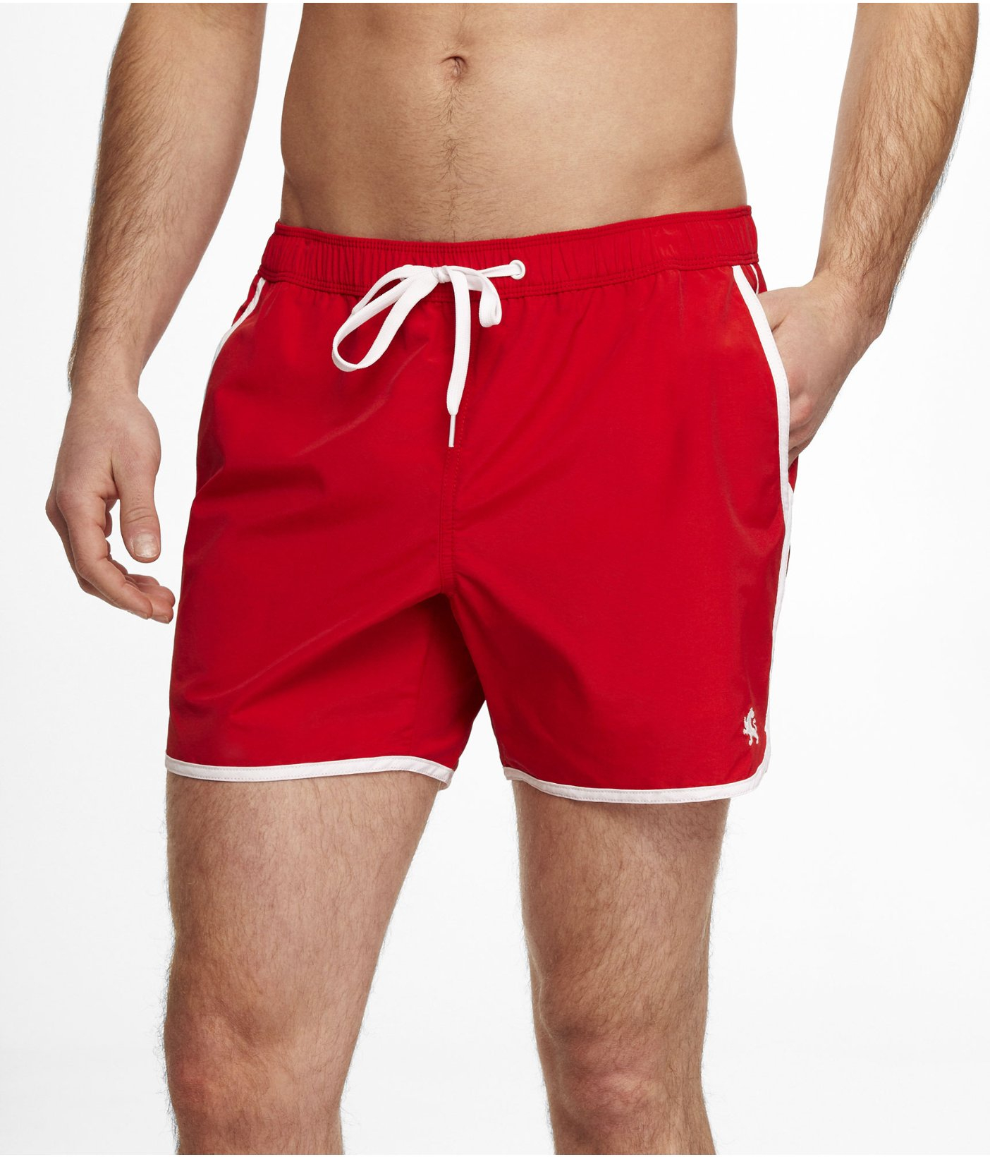 Express 5 Inch Athletic Swim Shorts In Red For Men Red Alert Lyst 