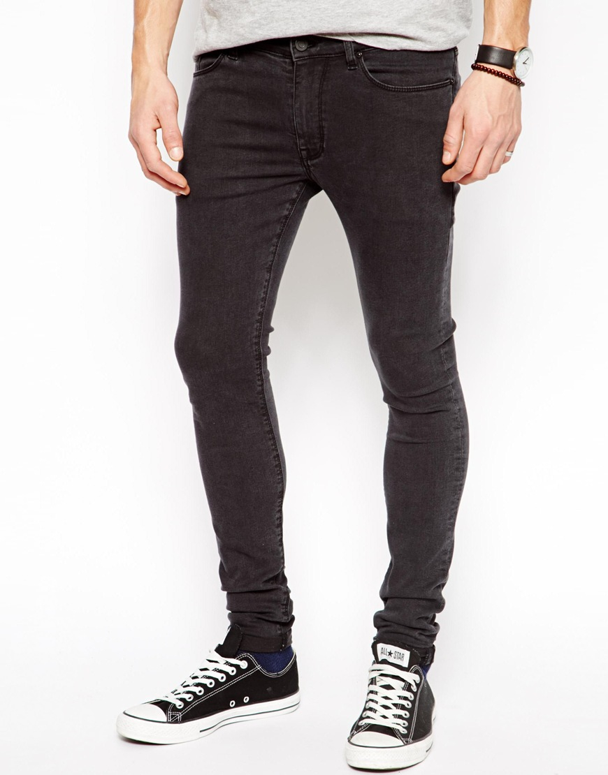 Asos Extreme Super Skinny Jeans In Faded Black in Black for Men | Lyst