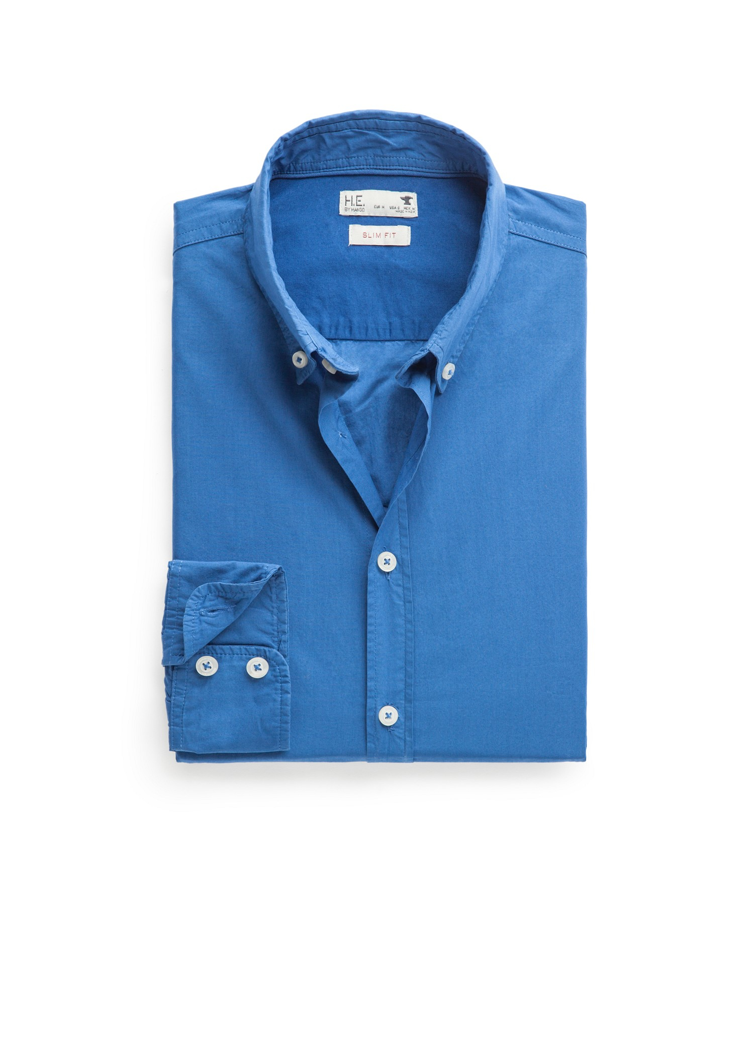 Lyst Mango Slim Fit Cotton Shirt In Blue For Men