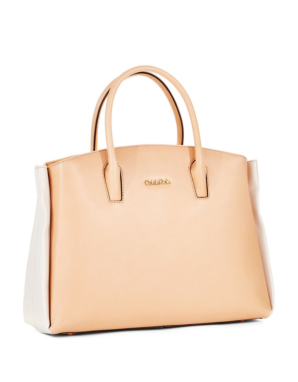 Calvin Klein Vachetta Leather Handbag in Beige | Lyst