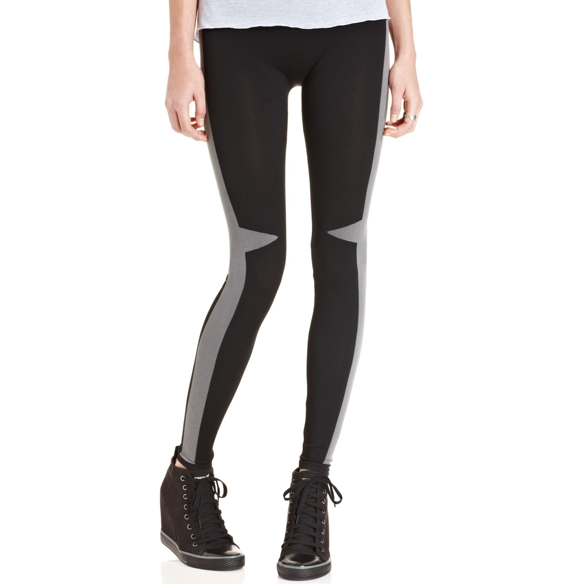Material Girl Juniors Printed Leggings Notch Colorblock in Black (Caviar Black) Lyst