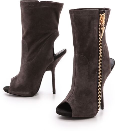 grey open toe bootie