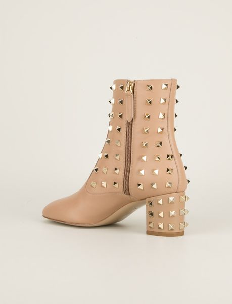 beige studded ankle boots