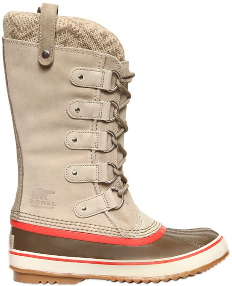 sorel gray and tan boots