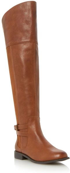 ladies flat tan leather boots