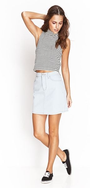 Forever 21 Classic Wash Denim Skirt in Blue (LIGHT DENIM) | Lyst