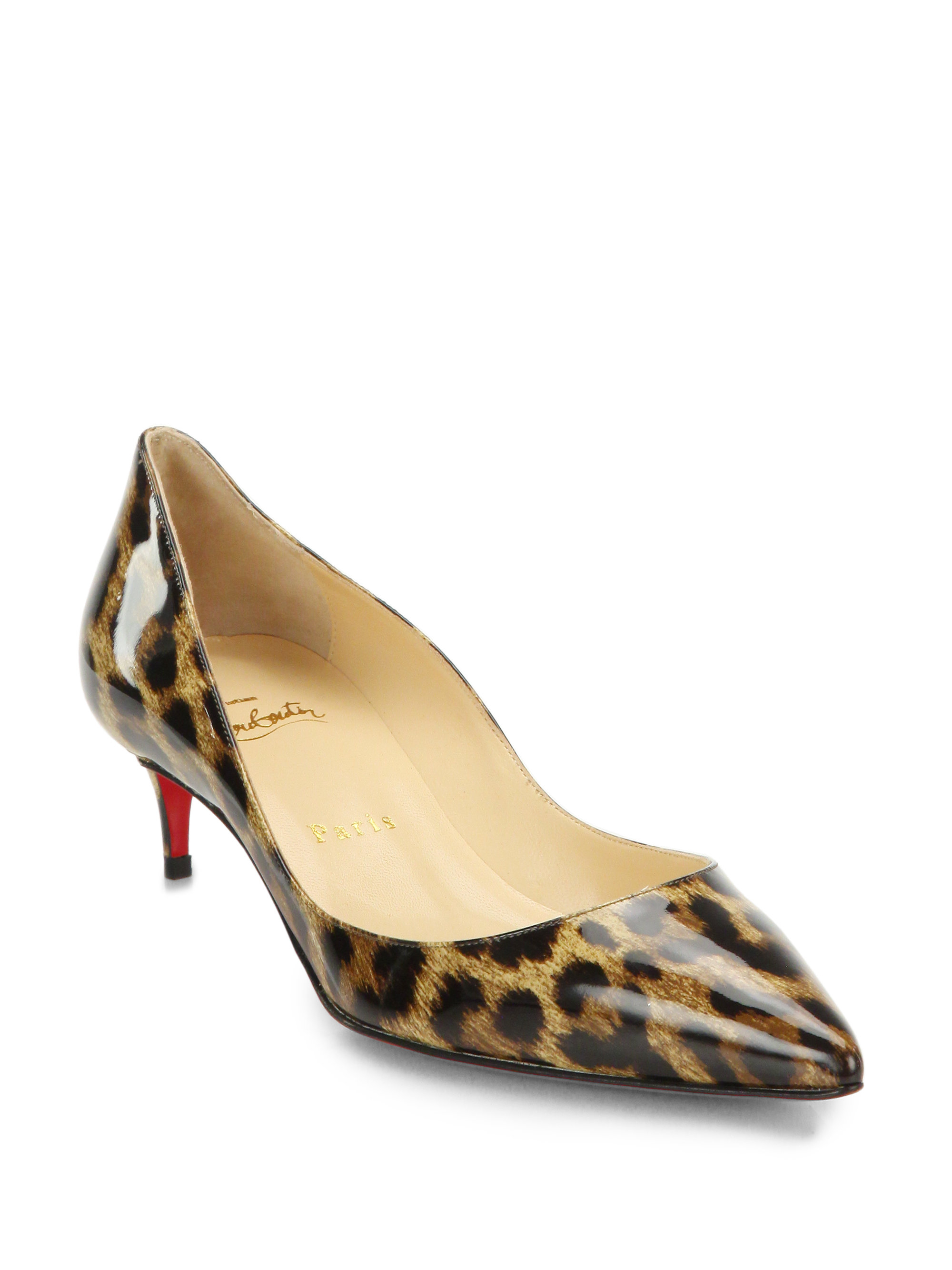 ... Louboutin Rocket Leopard Print Patent Leather Point-Toe Pumps in Brown