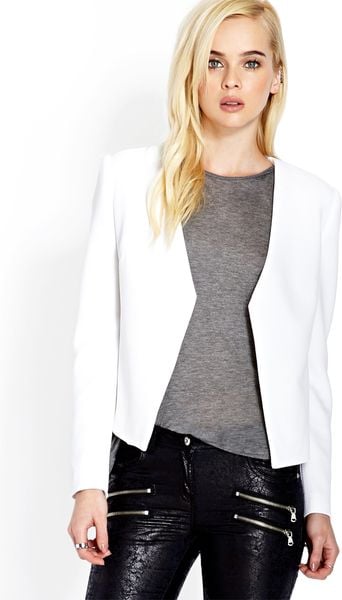 Forever 21 Structured Quilted Jacket in White (Cream) | Lyst