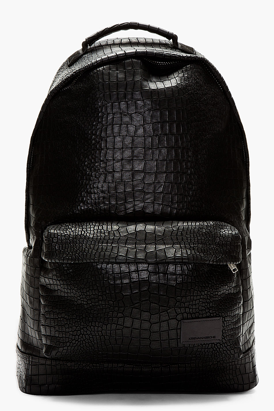 Kris Van Assche Black Croc Etched Leather Backpack in Black for Men Lyst