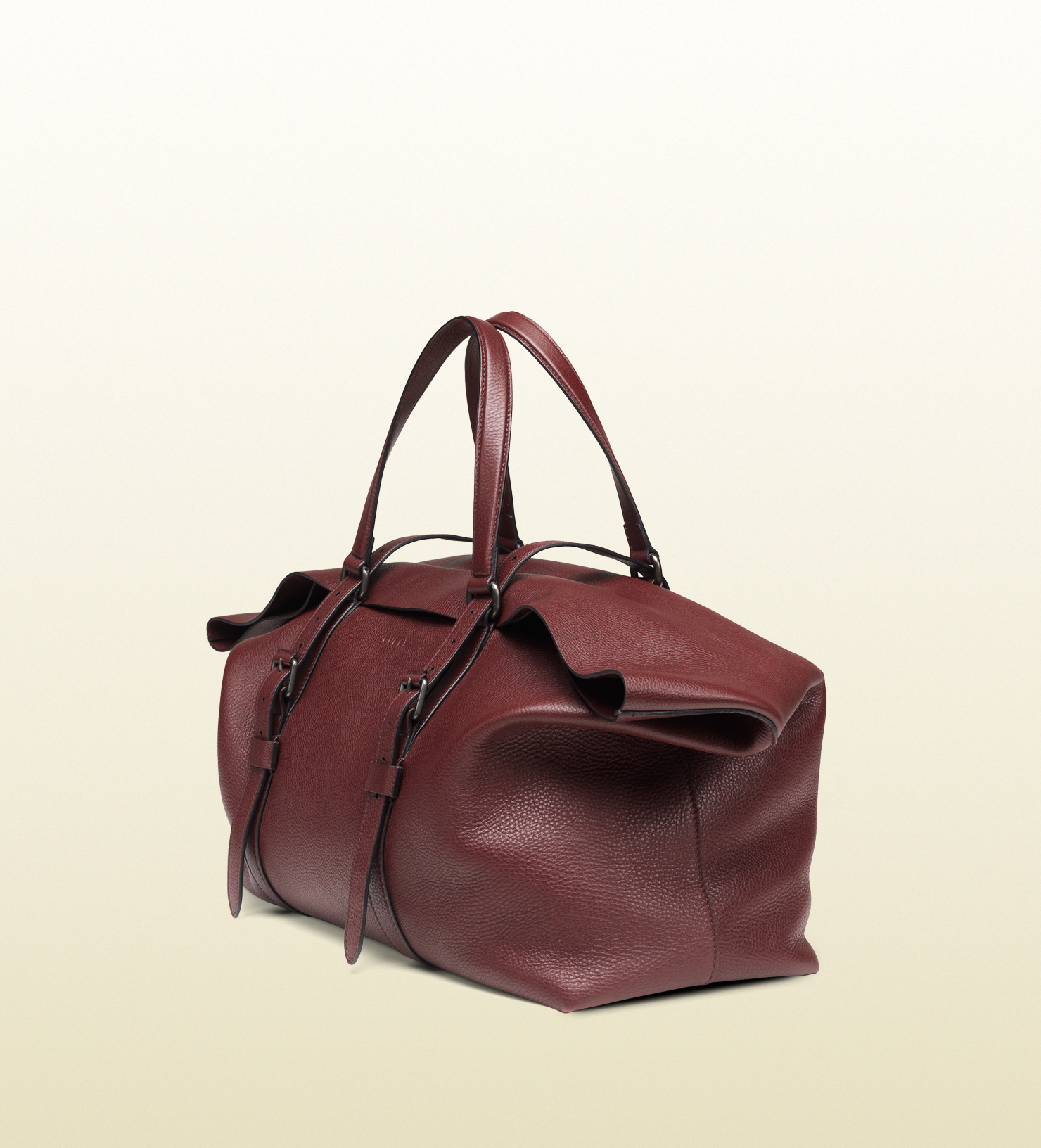 Gucci Leather Top Handle Duffle Bag in Red (bordeaux) | Lyst