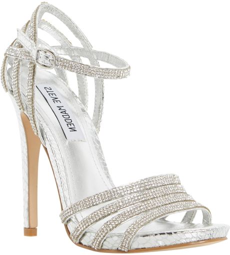 Steve Madden Cagged High Heel Sandals in Silver | Lyst