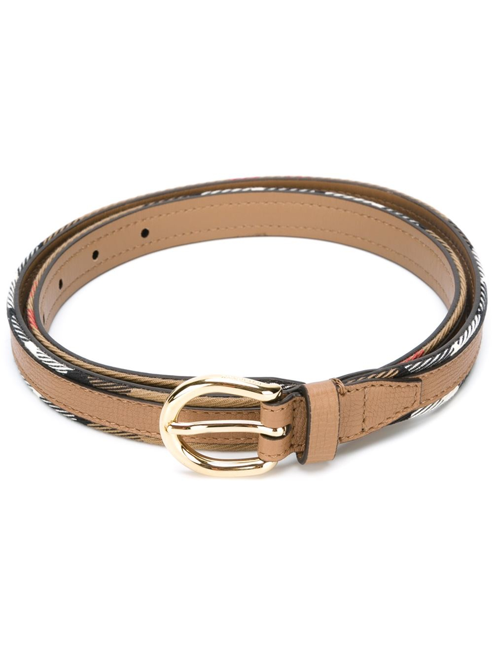 Burberry Checked Thin Belt In Beige Nude Neutrals Lyst