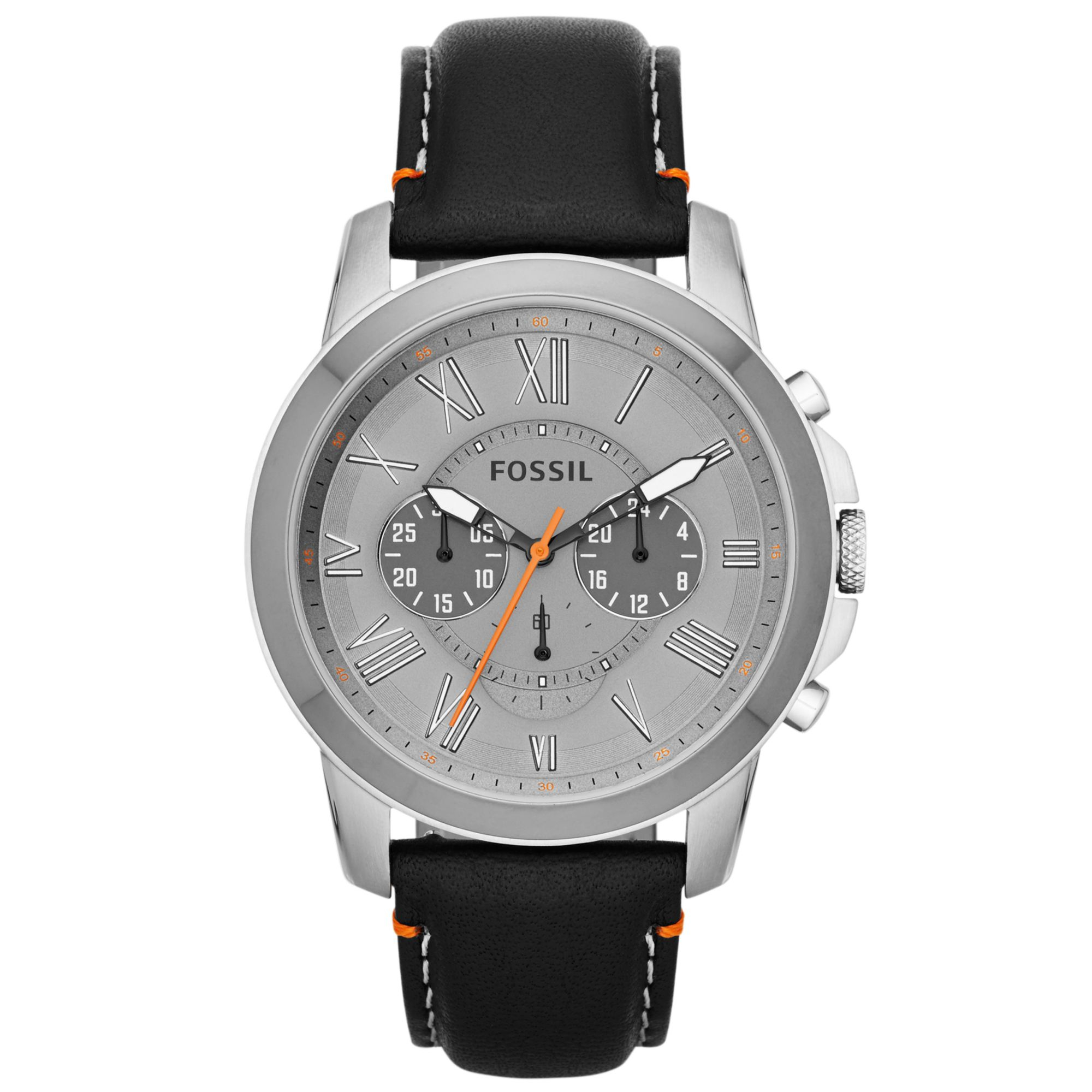 fossil grant automatic black leather watch