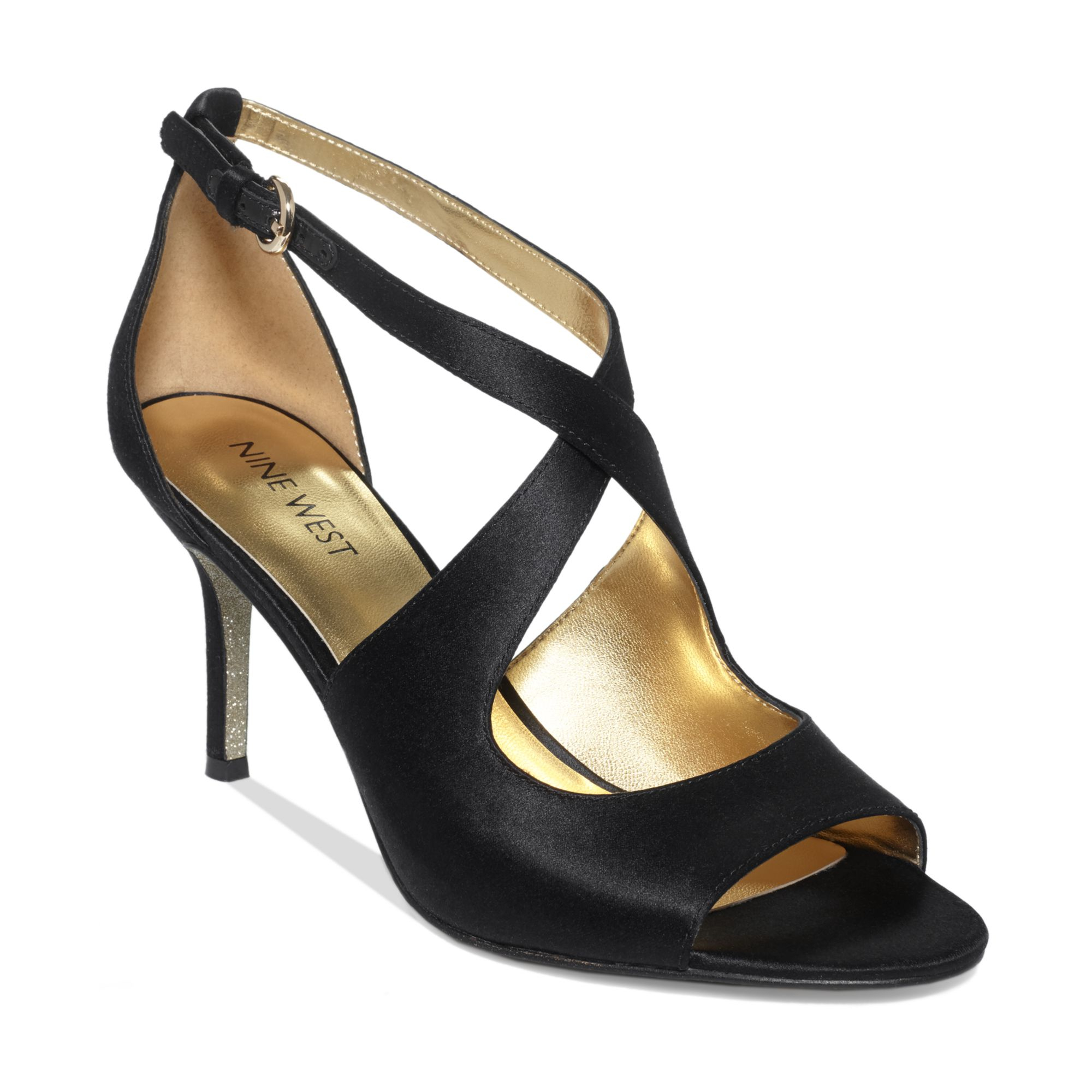 Nine West Gessabel Evening Sandals in Black (Black Satin) Lyst