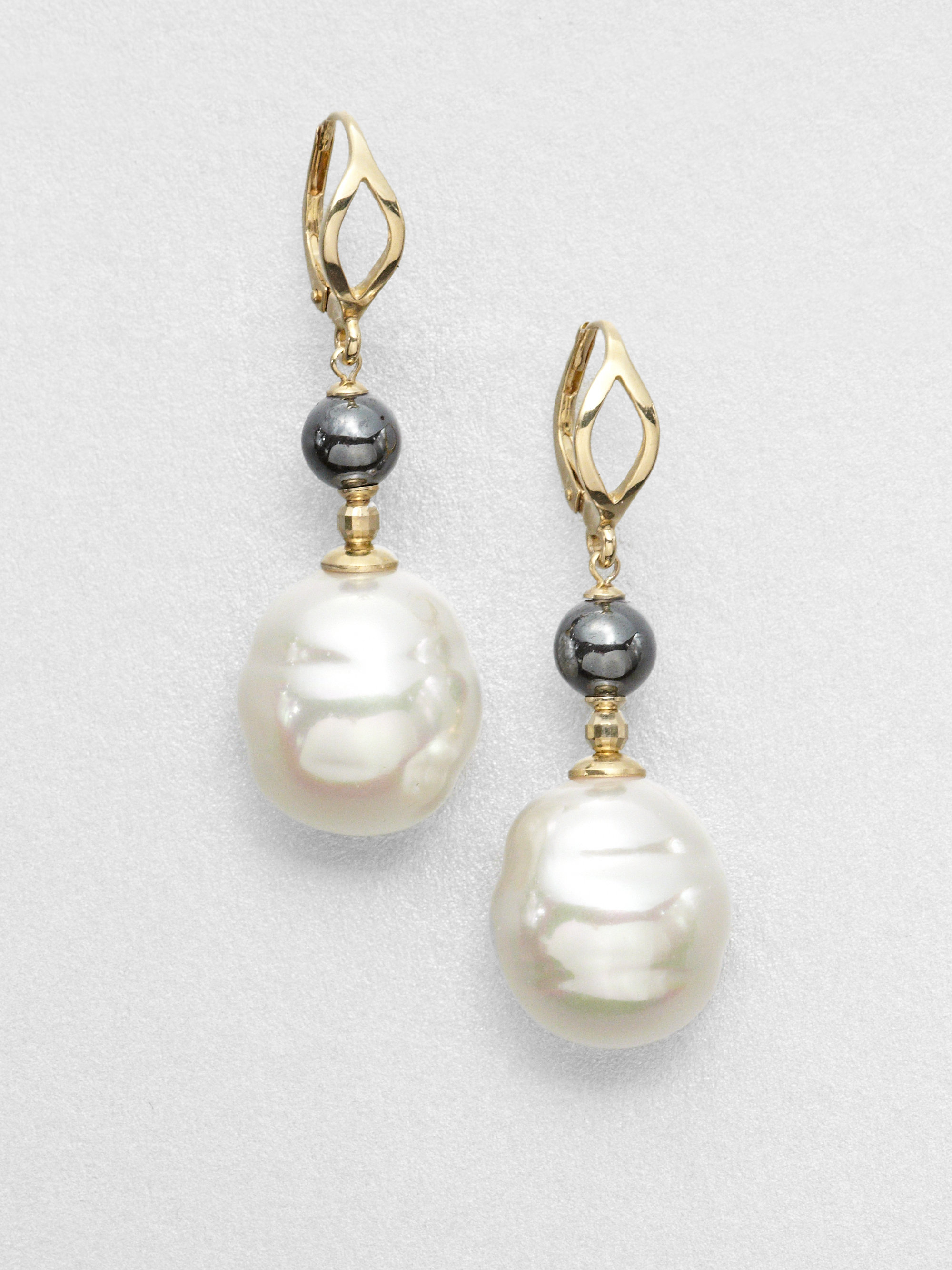 Majorica 16mm White Baroque Pearl Drop Earrings in White (multi) Lyst
