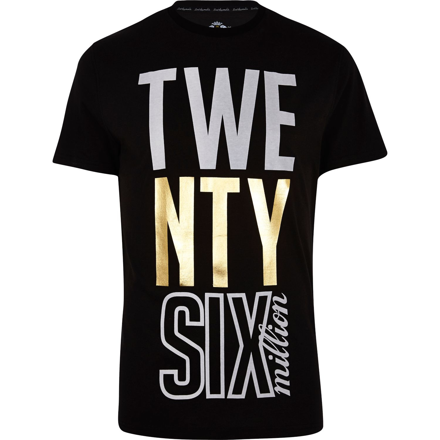 River Island Black 26 Million Foil Front Print TShirt in Black for Men