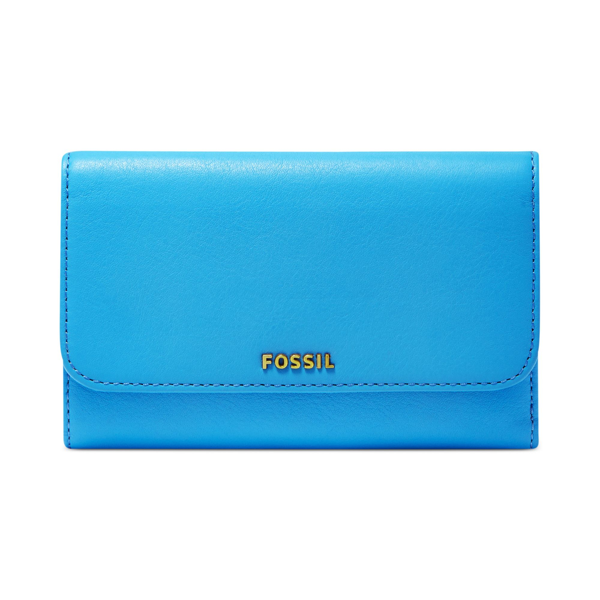 Fossil Memoir Leather Flap Wallet in Blue (MEDIUM BLUE) Lyst