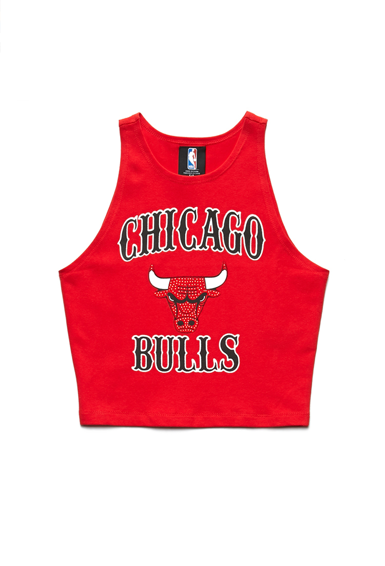 Forever 21 Chicago Bulls Crop Top in Red (Redblack)