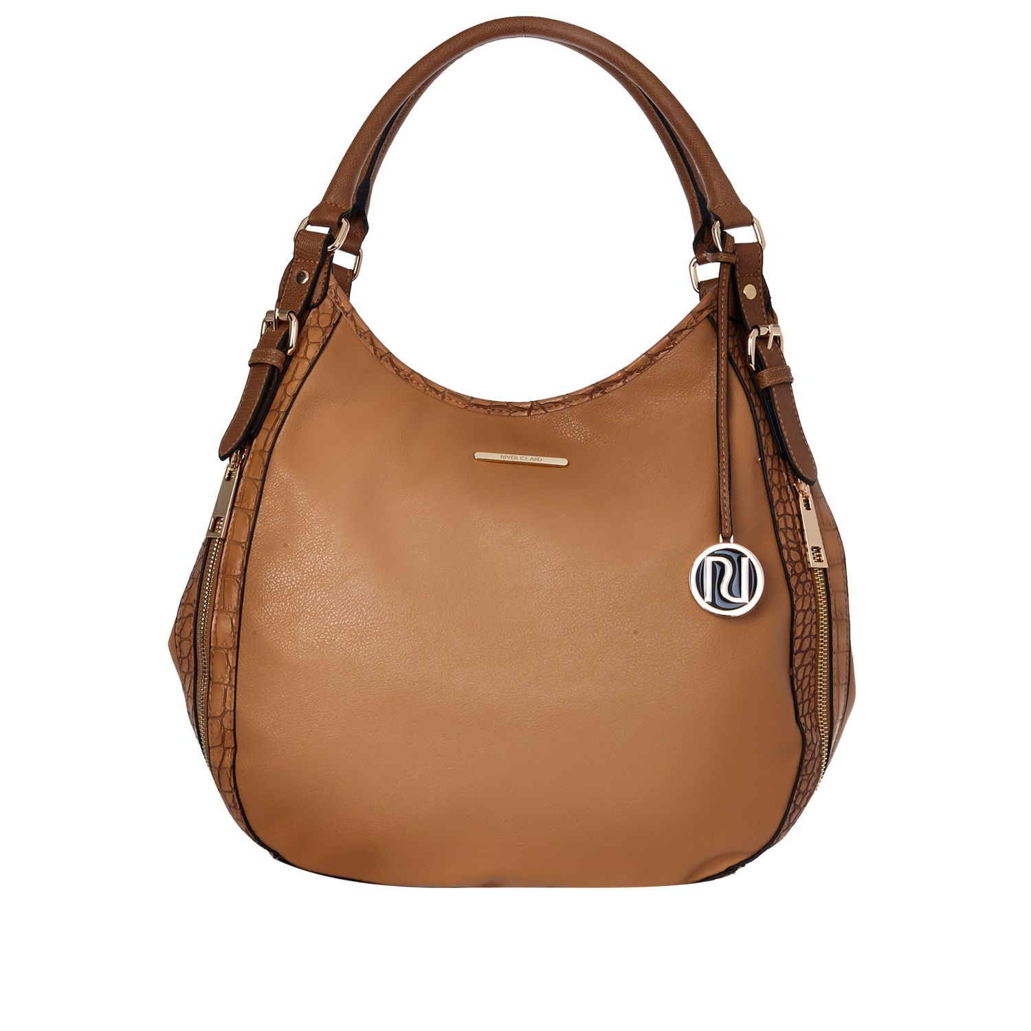 River Island Tan Zip Side Slouch Bag in Brown (tan) Lyst