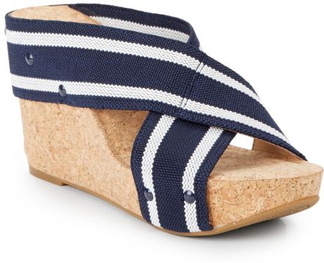 wedge striped lucky slides miller canvas brand