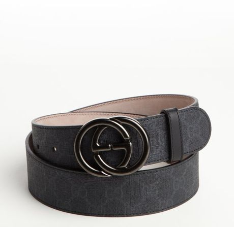 Gucci Black Textured Ssima Leather Gg Buckle Belt in Black for Men | Lyst