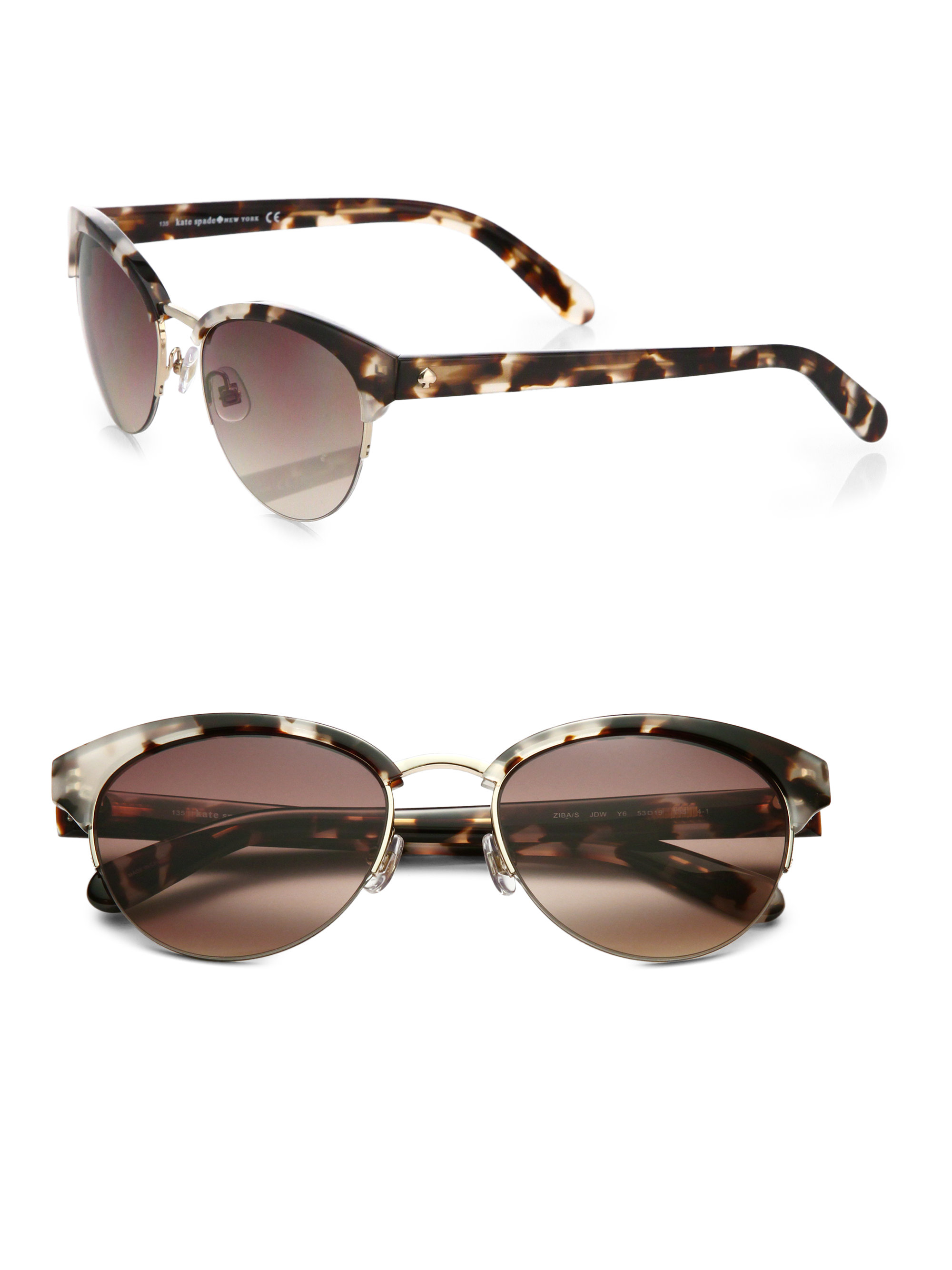 Kate Spade Ziba Round Retro Sunglasses in Brown (TORTOISE) Lyst